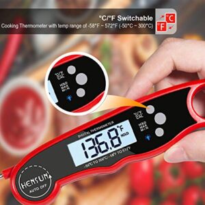 Meat Thermometer,KOFOHO Instant Read Temperature Waterproof Kitchen Cooking Beef Candy Quick Read Thermometer with Foldable Probe for Oil Deep Fry BBQ Grill Smokers
