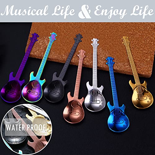 Guitar Spoons Coffee Teaspoon, ESRISE Musical Coffee Gifts for Men, Stainless Steel Cute Demitasse Tea Spoon (Multicolor)