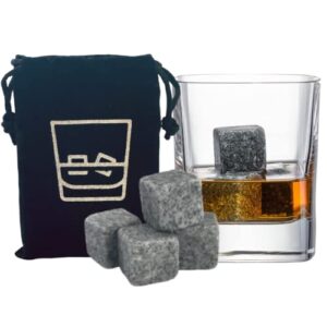 set of 9 granite beverage whiskey stones, chilling stones for whiskey and other beverages – with velvet carrying pouch – chill rocks (9 count)