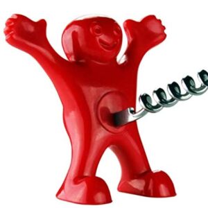 3 Pcs Funny Happy Red Man Wine Stopper Novelty Beer Corkscrew & Bottle Opener