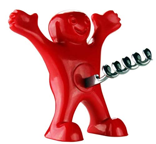 3 Pcs Funny Happy Red Man Wine Stopper Novelty Beer Corkscrew & Bottle Opener