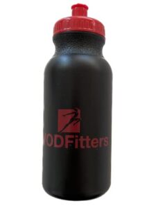 wodfitters sports water bottle/bike bottle – bpa free, strong and durable hdpe plastic – made in the usa – great stocking stuffer for kids, club and sports teams – (black, plastic 20 oz)