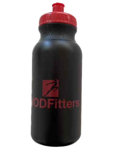 WODFitters Sports Water Bottle/Bike Bottle - BPA Free, Strong and Durable HDPE Plastic - Made in the USA - Great stocking stuffer for kids, club and sports teams - (Black, Plastic 20 oz)
