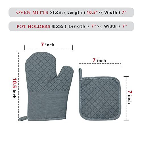 Happy Camper,Oven Mitts and Pot Holders Sets of 2，Funny Oven Mitt，Silicone Non-Slip Oven Mitts,Gift for Hiker Traveler Adventurist，Perfect for Kitchen,Cooking,Baking,Grilling