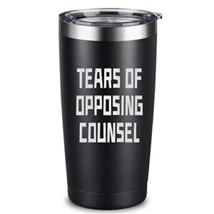 Tears of Opposing Counsel Tumbler - Lawyer Gifts for Lawyer, Funny Appreciation Gifts for Lawyer, Attorney, Paralegal Law Students Graduation - 20 Ounce Black Engraved Insulated Tumbler