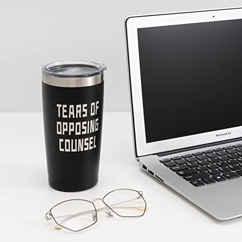 Tears of Opposing Counsel Tumbler - Lawyer Gifts for Lawyer, Funny Appreciation Gifts for Lawyer, Attorney, Paralegal Law Students Graduation - 20 Ounce Black Engraved Insulated Tumbler
