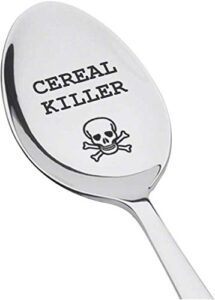 cereal killer spoon gift for men women | funny spoon gift for friends | cereal killer – engraved spoon gift for dad mom | birthday thanksgiving day christmas gifts | gift for cereal lovers – 7 inches