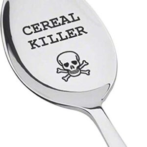 Cereal killer Spoon Gift for Men Women | Funny Spoon Gift for Friends | Cereal Killer - Engraved Spoon Gift for Dad Mom | Birthday Thanksgiving Day Christmas Gifts | Gift for Cereal Lovers - 7 Inches