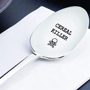 Cereal killer Spoon Gift for Men Women | Funny Spoon Gift for Friends | Cereal Killer - Engraved Spoon Gift for Dad Mom | Birthday Thanksgiving Day Christmas Gifts | Gift for Cereal Lovers - 7 Inches