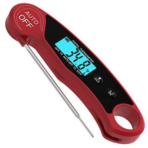 bohran digital meat thermometer,instant read food thermometer for kitchen cooking grilling smoker, with fast&accurate, waterproof,magnet,backlight,and folding probe for bbq, turkey,oven,deep fry