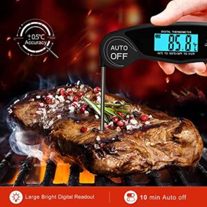 Bohran Digital Meat Thermometer,Instant Read Food Thermometer for Kitchen Cooking Grilling Smoker, with Fast&Accurate, Waterproof,Magnet,Backlight,and Folding Probe for BBQ, Turkey,Oven,Deep Fry