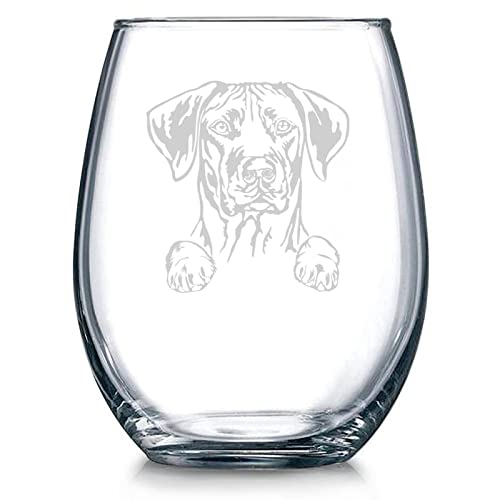 Rhodesian Ridgeback Crystal Stemless Wine Glass Etched Funny Wine Glasses, Great Gift for Woman Or Men, Birthday, Retirement And Mother's Day 11oz