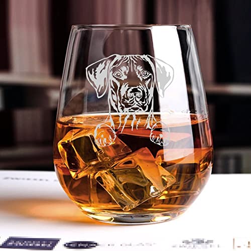 Rhodesian Ridgeback Crystal Stemless Wine Glass Etched Funny Wine Glasses, Great Gift for Woman Or Men, Birthday, Retirement And Mother's Day 11oz