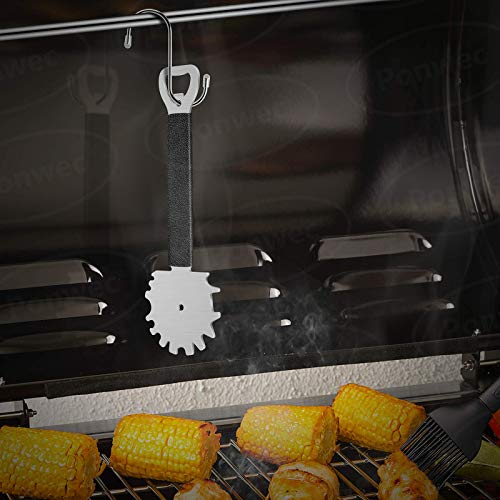 Ponwec BBQ Grill Cleaning Tool and Bottle Opener with 1PCS S-Shaped Hook,Extended Handle BBQ Grill Scraper Tool for Any Grilling Grill Grates | Gas Grill Men Gifts | Barbecue