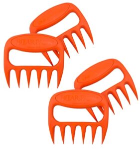 bear paws meat claws, 2 pairs (orange) – the original meat shredder claws, usa made – easily lift, shred and serve meats – ultra-sharp, ideal meat claws for shredding pulled pork, chicken and beef…