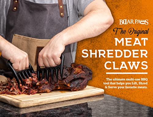 Bear Paws Meat Claws, 2 Pairs (Orange) - The Original Meat Shredder Claws, USA Made - Easily Lift, Shred and Serve Meats - Ultra-Sharp, Ideal Meat Claws for Shredding Pulled Pork, Chicken and Beef…