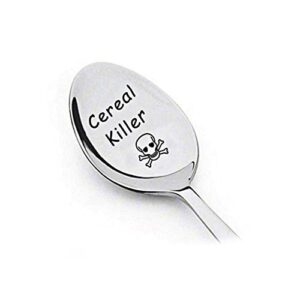 cereal killer – funny fathers gifts – dad gifts from son – laser engraved cereal killer spoon – stainless steel spoon – cute cereal lovers gifts for dad who wants nothing