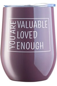 diversebee inspirational gifts for women, men, best friend, mom, sister, wife, girlfriend, boss, coworker, nurses, thank you encouragement birthday wine gifts,insulated wine tumbler with lid (plum)