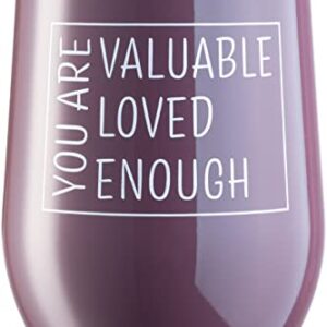 DIVERSEBEE Inspirational Gifts for Women, Men, Best Friend, Mom, Sister, Wife, Girlfriend, Boss, Coworker, Nurses, Thank You Encouragement Birthday Wine Gifts,Insulated Wine Tumbler with Lid (Plum)