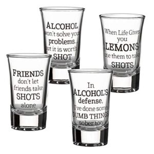 lillian rose party shot glasses set of 4, 4 count (pack of 1), clear