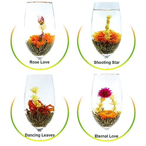 TEARELAE Blooming Tea Flowers - 12pcs Individually Sealed Flowering Tea Balls - Hand-Tied Natural Green Tea Leaves & Edible Flowers - Gifts For Tea Lovers