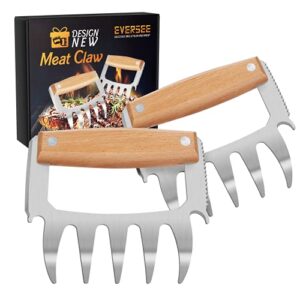meat claws for shredding – bbq grill claws stainless steel pulled pork chicken shredder claws tool metal cooking smoker accessories barbecue birthday gifts ideas for men women dad bbq enthusiasts