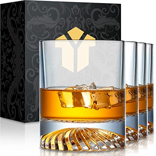 OPAYLY Whiskey Glasses Old Fashioned Glasses Set of 4 12oz Rocks Glasses Gift for Men Women Drinking Bourbon Scotch Cocktails Rum Cognac Vodka at Bar Home