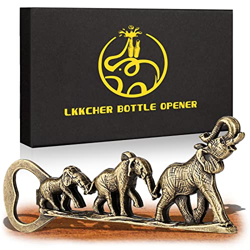 LKKCHER Elephant Beer Bottle Opener Gifts for Women Men Wife Husband Girlfriend Boyfriend Mom Dad New Home Family Birthday Party Wedding Lovely Novelty Sturdy Bronze Gadget Lovers Present