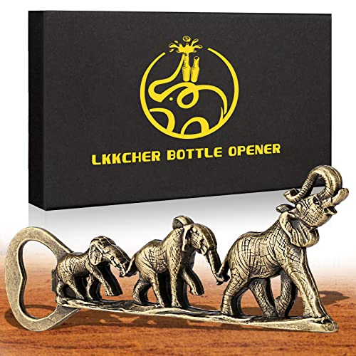 LKKCHER Elephant Beer Bottle Opener Gifts for Women Men Wife Husband Girlfriend Boyfriend Mom Dad New Home Family Birthday Party Wedding Lovely Novelty Sturdy Bronze Gadget Lovers Present