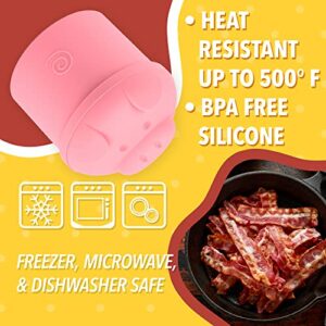 Extra Large Pink Pig-Shaped Grease Container - Novelty Bacon Grease Container With Strainer - Cute Silicone Grease Jar to Dispose or Store Drippings - Kitchen Grease Container - Giftable Grease Can