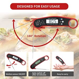 LPONJAR Digital Meat Thermometer, Instant Read Food Thermometer for Grilling, BBQ, Cooking, Baking, Liquids- Foldable Probe, Bottle Opener, IP67 Waterproof, Backlight, Magnet, and Calibration