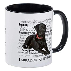 black lab traits ringer mug – ceramic 11oz coffee/tea cup gift stocking stuffer