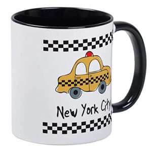 new york city, taxi cab mug – ceramic 11oz ringer coffee/tea cup gift stocking stuffer
