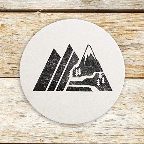 Drink Coaster Set by Black Lantern – Beverage Coasters with Retro Mountain Design (Set of 4 Cup Coasters)