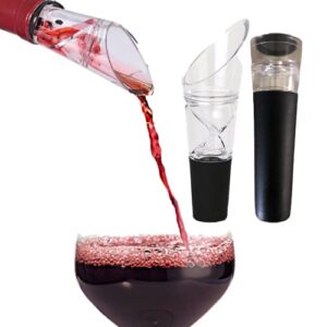 trovety 360-degree wine aerator pourer spout – 2-in-1 diffuser oxygenator & pouring dispenser – fits standard bottles – acrylic plastic, silicone rubber, stainless steel – sommelier gifts, accessories