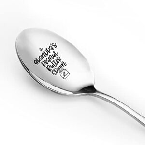 best papa gifts from granddaughter grandson – grandpa’s peanut butter spoon funny engraved stainless steel – papa gift for father’s day/birthday/christmas