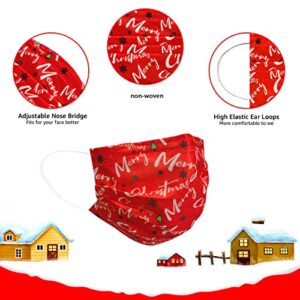 50 Pack Adults Christmas Disposable Face Mask, Individually Wrapped 3-Ply Breathable Non-woven Breathable Masks For Men and Women
