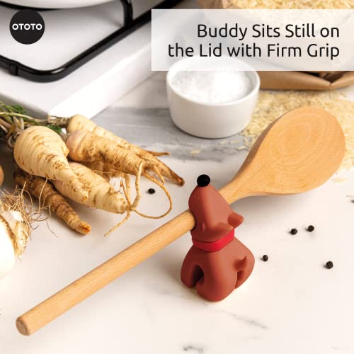 OTOTO Buddy Dog Kitchen Spoon Holder- Cooking Spoon Rest for Kitchen Counter- Spatula, Ladle Holder, Kitchen Utensil Holder- Heat Resistant Dishwasher-Safe Utensil Rest BPA-Free Spoon Holder