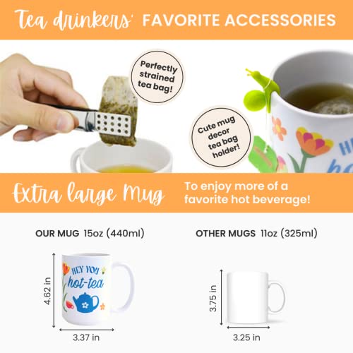 Tea Lovers Gifts for Women | Tea Gift Sets with Mug, Tea Bag Squeezer, Tea Bag Holder and If You Can Read This Novelty Fun Socks. Unique Tea Drinkers Gifts for Her, Mom, Grandmother, Teacher