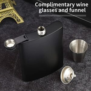 Rachan8Oz Hip Flask for Liquor for Men Women Matte Black Stainless Steel Leakproof with Funnel and Mini Wine Glasses,for Outdoor Activities Wedding Party Great Gift Idea Flasks