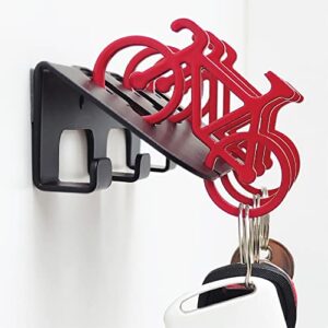 jescun kakun bicycle key holder for wall adhesive key rack – 4-in-1 wall mounted key holder, decorative key chain, bottle opener, bag & belt holder – adhesive key holder for wall with 3 bike keychain