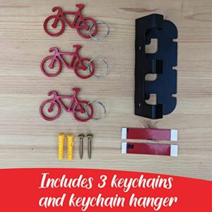 Jescun kakun Bicycle Key Holder for Wall Adhesive Key Rack - 4-in-1 Wall Mounted Key Holder, Decorative Key Chain, Bottle Opener, Bag & Belt Holder - Adhesive Key Holder for Wall with 3 Bike Keychain