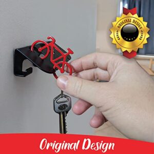 Jescun kakun Bicycle Key Holder for Wall Adhesive Key Rack - 4-in-1 Wall Mounted Key Holder, Decorative Key Chain, Bottle Opener, Bag & Belt Holder - Adhesive Key Holder for Wall with 3 Bike Keychain