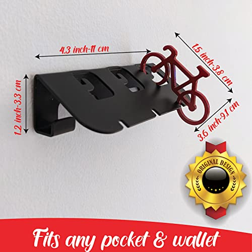 Jescun kakun Bicycle Key Holder for Wall Adhesive Key Rack - 4-in-1 Wall Mounted Key Holder, Decorative Key Chain, Bottle Opener, Bag & Belt Holder - Adhesive Key Holder for Wall with 3 Bike Keychain