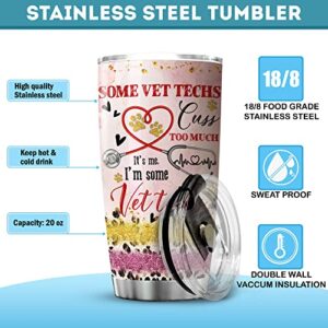 ZOXIX Vet Tech Cups Tumbler Glitter Leopard Stethoscope Medical Veterinarian Coffee Mug With Lid 20oz Stainless Steel Cup Cute Veterinary School Graduation Gifts For Girls