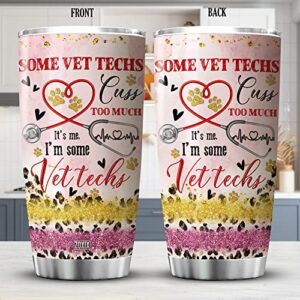 ZOXIX Vet Tech Cups Tumbler Glitter Leopard Stethoscope Medical Veterinarian Coffee Mug With Lid 20oz Stainless Steel Cup Cute Veterinary School Graduation Gifts For Girls