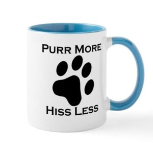 cafepress purr more hiss less mugs ceramic coffee mug, tea cup 11 oz