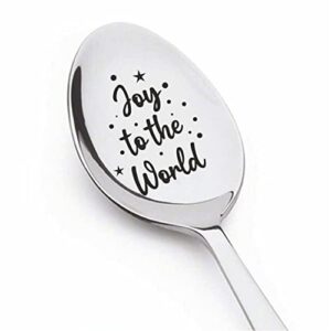 joy to the world | gift for christmas for wife/husband/girlfriend/boyfriend/friends/mom/dad | christmas stocking stuffer | stainless steel engraved 7 inches teaspoon