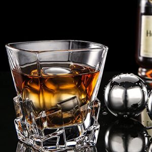 2 Pcs Large Round Whiskey Stones Reusable Spherical Stainless Steel Ice Cubes Golf Ball Whiskey Balls Stones Metal Ice Cubes Balls Scotch Gift Set for Red Wine Whiskey Bar Beer(55mm Round Shape)