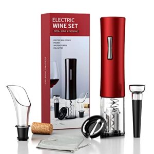 unicherry electric wine opener with foil cutter, vacuum stoppers, and pourer – a must-have for men and women, effortlessly open your wine – perfect for home, bar, party, and gifting